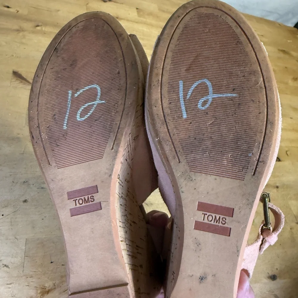 TOMS Tropaz Pink Suede Cork Wedge Sandals Women’s 6.5